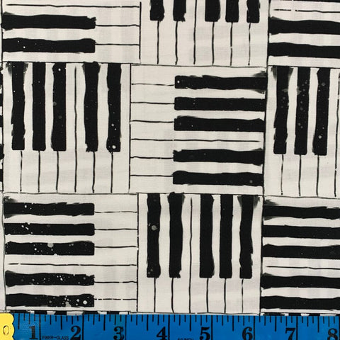 100% Cotton - Rhythm & Hues Piano Keys - Sold by Half Metre