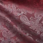 Paisley Jacquard Lining - Red/Silver - Sold By Half Metre