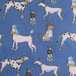 Polycotton Print - Dogs - Denim Blue - Sold by Half Metre