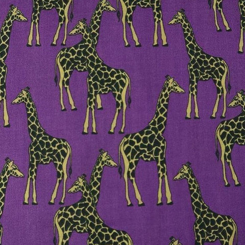 Polycotton Print - Giraffe - Purple - Sold by Half Metre