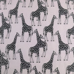 Polycotton Print - Giraffe - White/Black - Sold by Half Metre