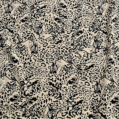 Cotton Jersey - Leopard Faces  - Sold By Half Metre