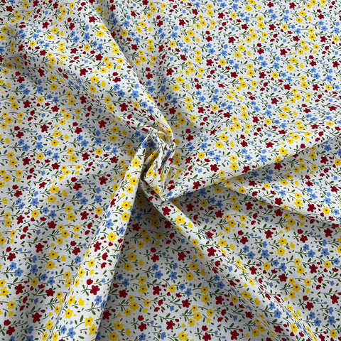 Polycotton Print - Spring Floral- Yellow - Sold by Half Metre