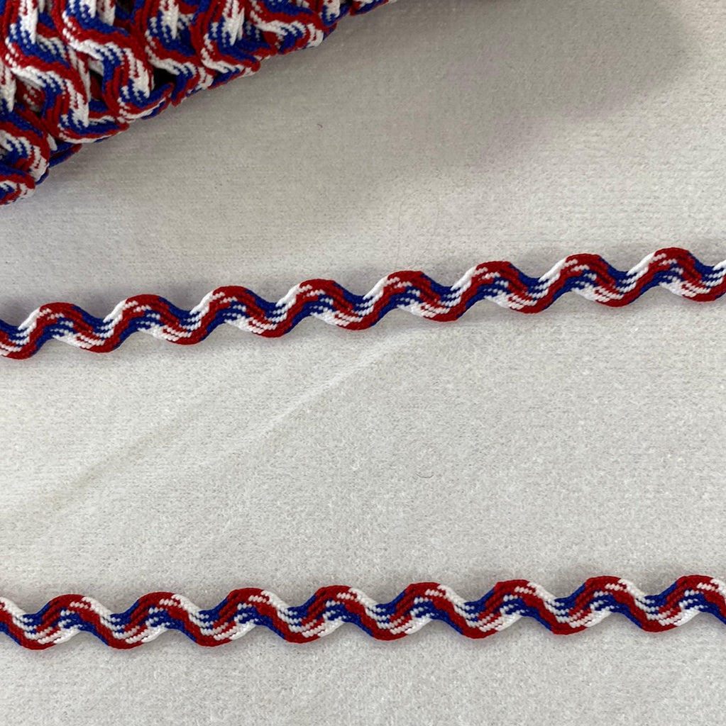 Ric Rac Trim - 9mm - Red, White & Blue - Coronation – Kayes Textiles