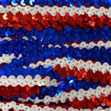 Red/White/Blue Stretch Sequin Trim - Coronation - 30mm Wide