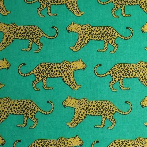 Polycotton Print - Leopard - Jade - Sold by Half Metre