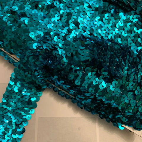 Turquoise Stretch Sequin Trim - 1'' Wide