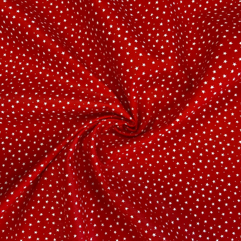 ditsy star red 100% cotton fabric